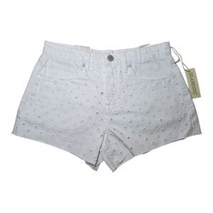 BLANK NYC The Barrow Women’s Size 26 White High Rise Eyelet Denim Shorts NWT